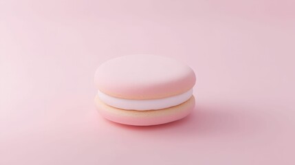 3d sandwich cookie with smooth filling pastel tones food photography soft background minimalist style