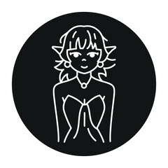 Isekai genre of manga color line icon. Character in anime style.