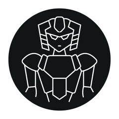 Mecha genre of manga color line icon. Character in anime style.