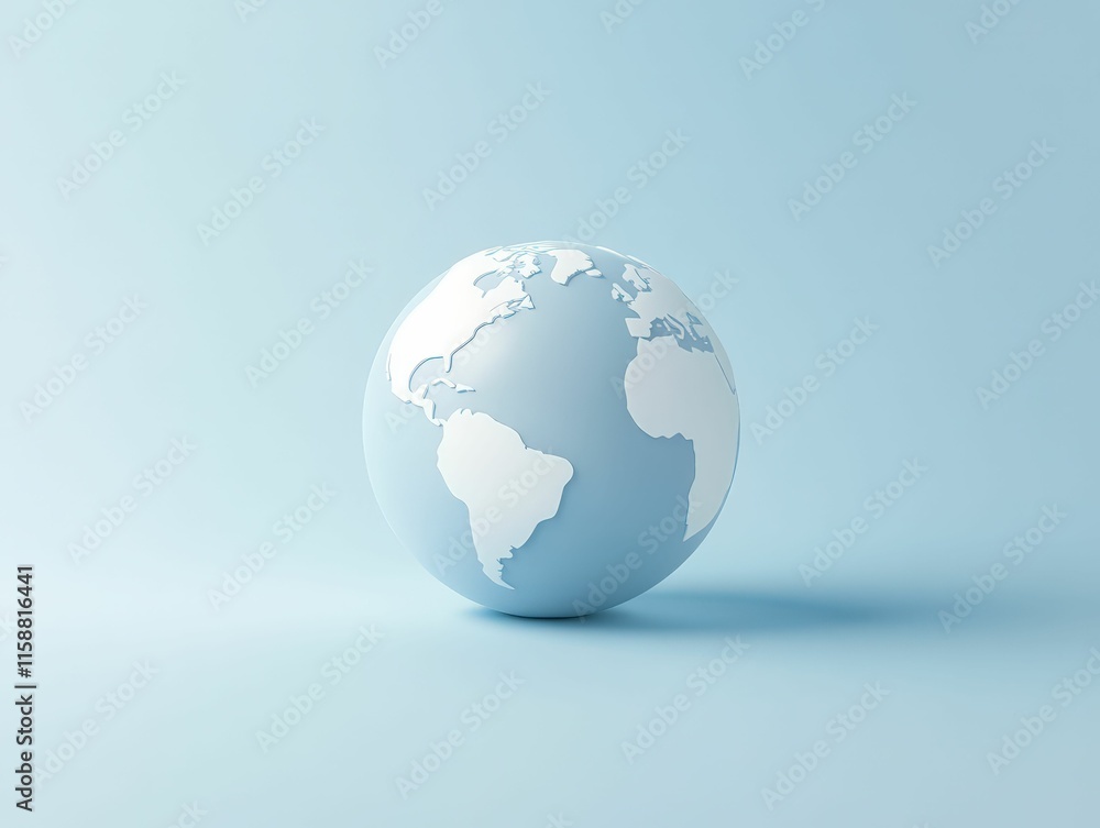 Poster 3d globe icon with gentle curves symbolizing global connectivity minimalist design soft blue backgro