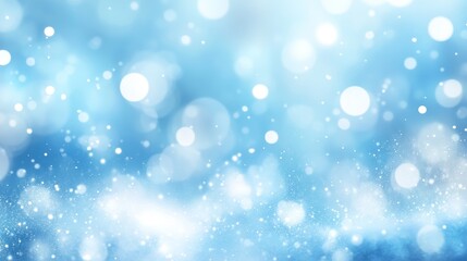 Obraz premium Abstract winter landscape with blurred light blue background and soft, dreamy atmosphere. The snowfield ahead is out of focus, creating depth and an ethereal, tranquil scene for winter-themed designs.