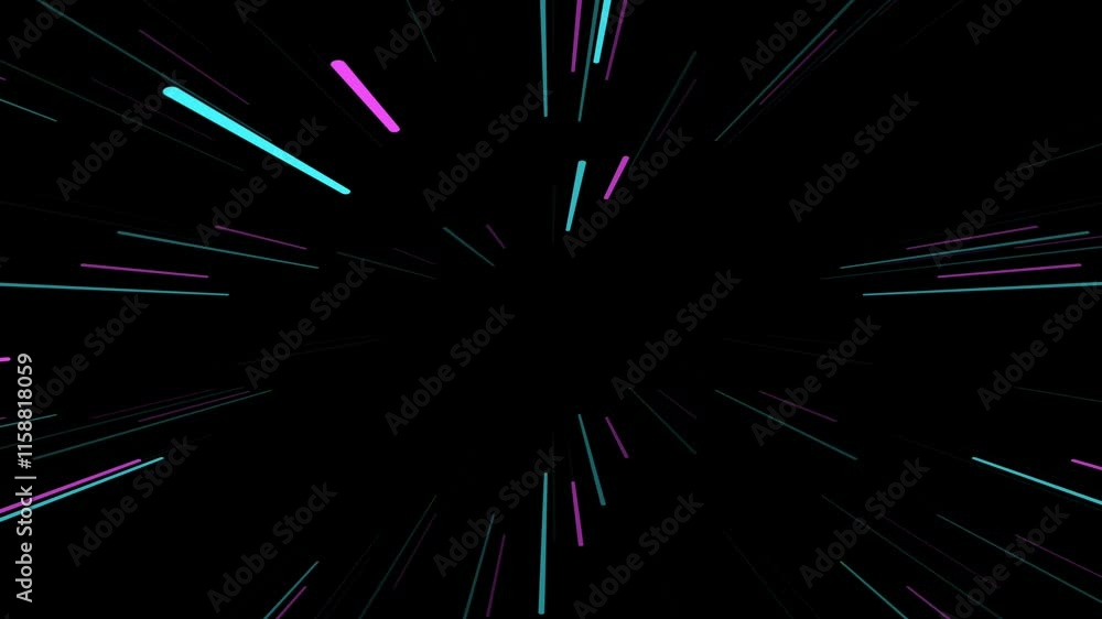 Aufkleber animation of striking visual of vibrant lines shooting outward from a central point, creating a sens