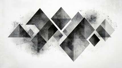 Abstract geometric shapes, black and white graphic, modern minimalistic, monochrome design, artistic wall decor