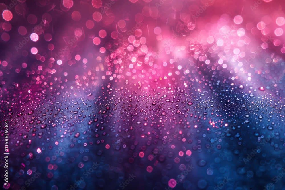 Poster macro shot of water drops evenly distributed on a smooth surface.