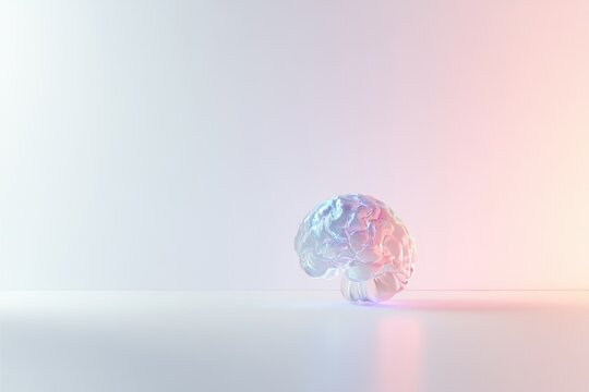 Pastel Colored Brain Model on Minimalist Background for Modern Design Concepts - Powered by Adobe