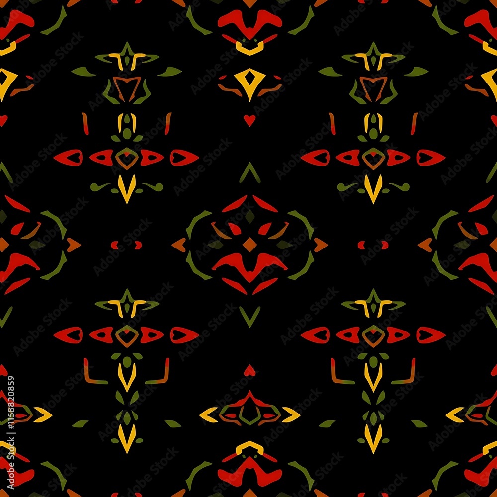 Poster abstract geometric pattern in black and red: a captivating seamless pattern with bold abstract shape