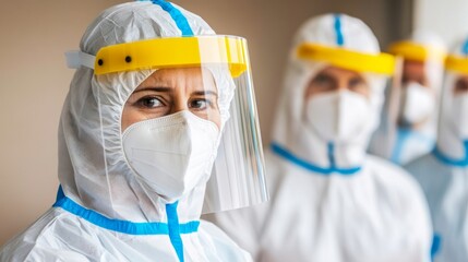 Pediatric hospital ward featuring dedicated medical professionals in protective gear, emphasizing compassionate care and safety in healthcare environments.
