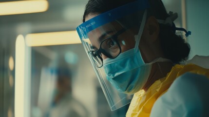 Pediatric hospital ward featuring dedicated medical professionals in protective gear, emphasizing compassionate care and safety in healthcare environments.