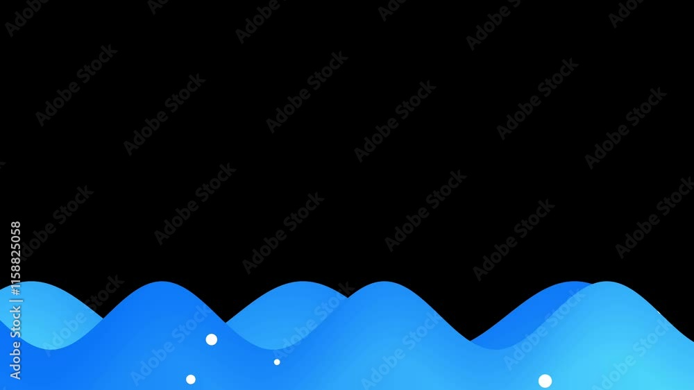 Aufkleber animation of vibrant template featuring flowing blue waves against a black background, creating a se