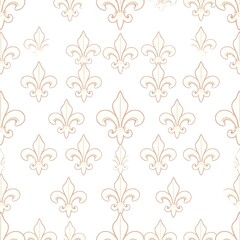 Elegant Fleur-de-Lis Seamless Pattern: A timeless and sophisticated design featuring a repeating pattern of delicate fleur-de-lis motifs in a subtle cream color.
