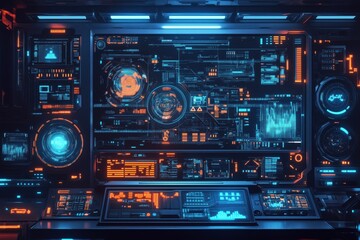 Fototapeta premium futuristic tech illustration network devices