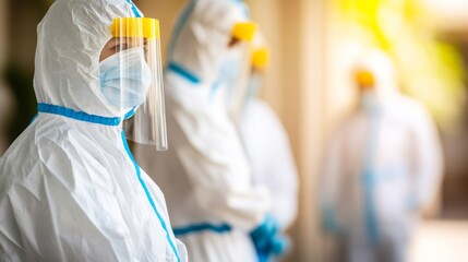 Pediatric hospital ward featuring dedicated medical professionals in protective gear, emphasizing compassionate care and safety in healthcare environments.