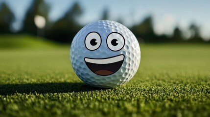 Happy golf ball on green grass. (1)