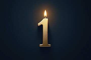 Minimalist Golden Candle with Number 1 for Celebrations and Anniversaries