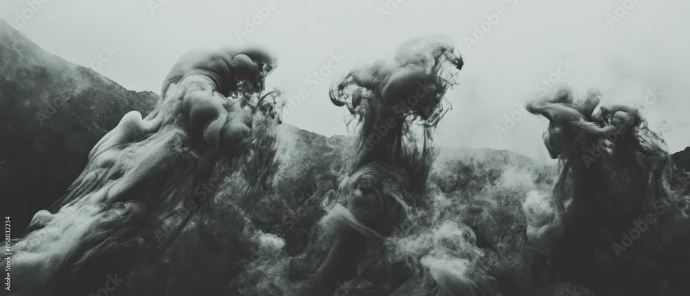 Poster Swirling smoke overlay texture creating an ethereal atmosphere for design projects
