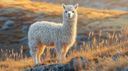 Fototapeta premium Majestic Alpaca in Golden Hour