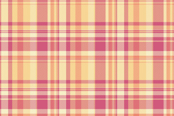 Japan check pattern background, mens shirt textile plaid seamless. Textured fabric vector tartan texture in red and amber colors.
