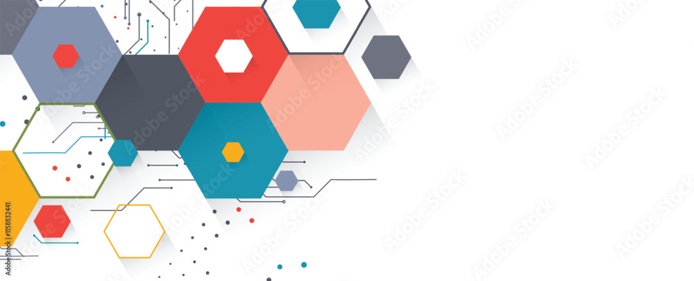 Poster Geometric hexagon abstract background with simple polygonal elements