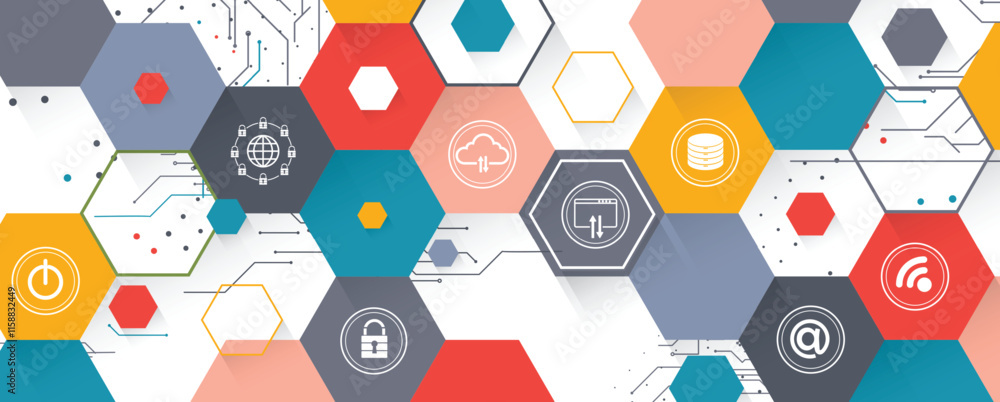 Fototapete Geometric hexagon abstract background with simple polygonal elements