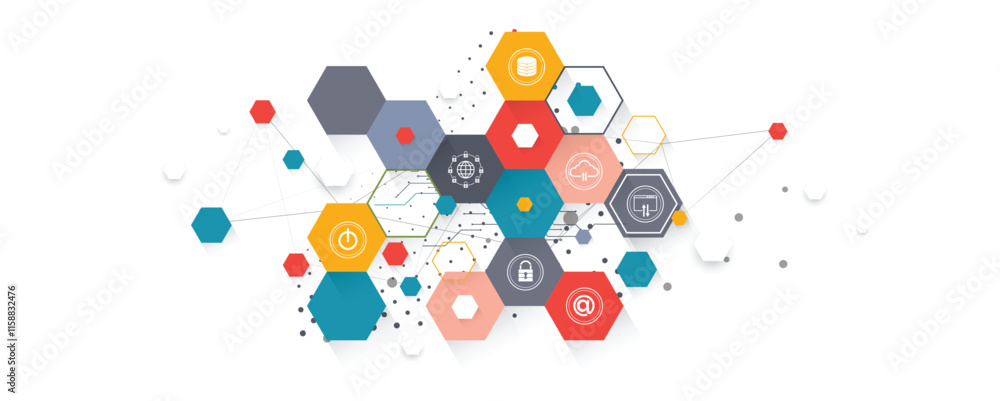 Poster Geometric hexagon abstract background with simple polygonal elements