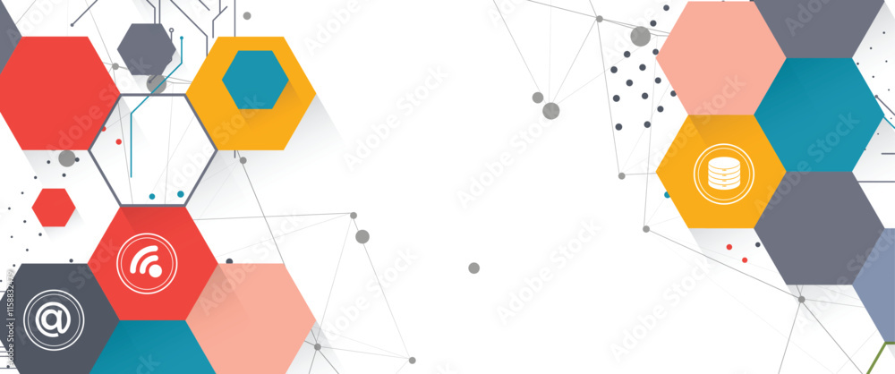 Poster Geometric hexagon abstract background with simple polygonal elements