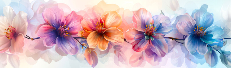 Fototapeta premium Spring Blooms: A Symphony of Fresh Flowers in Full Bloom
