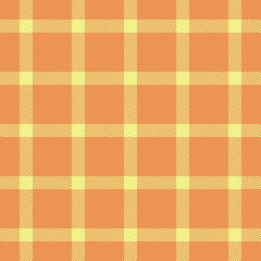 Minimalist pattern check seamless, decor texture textile fabric. Nyc vector tartan background plaid in orange and yellow colors.