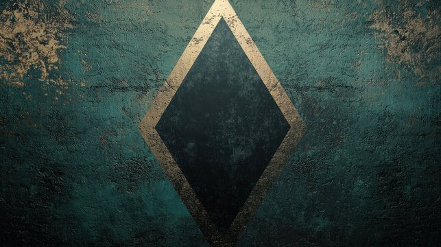 Grunge textured background with gold diamond frame.