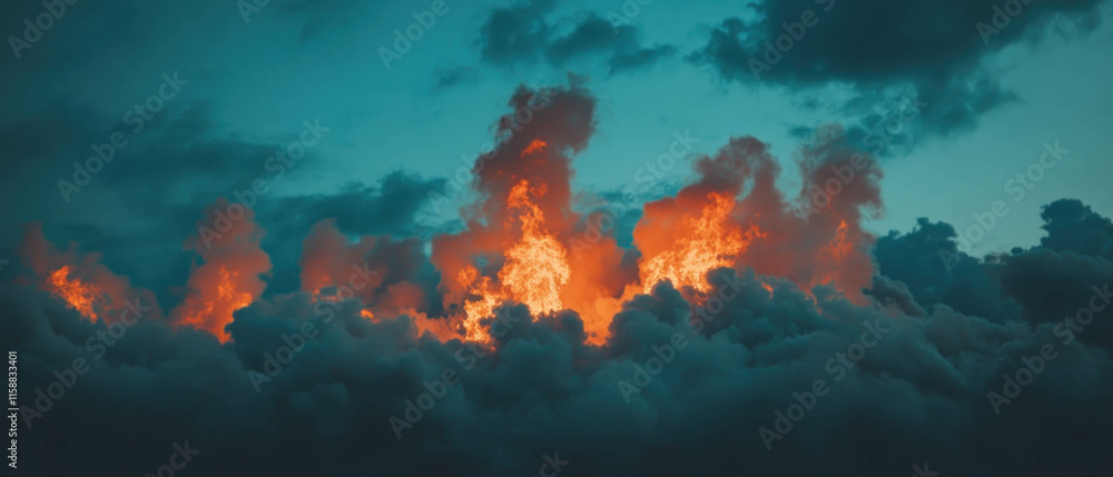 Leinwandbilder background texture of vibrant fire against a deep black backdrop creating a striking visual contrast