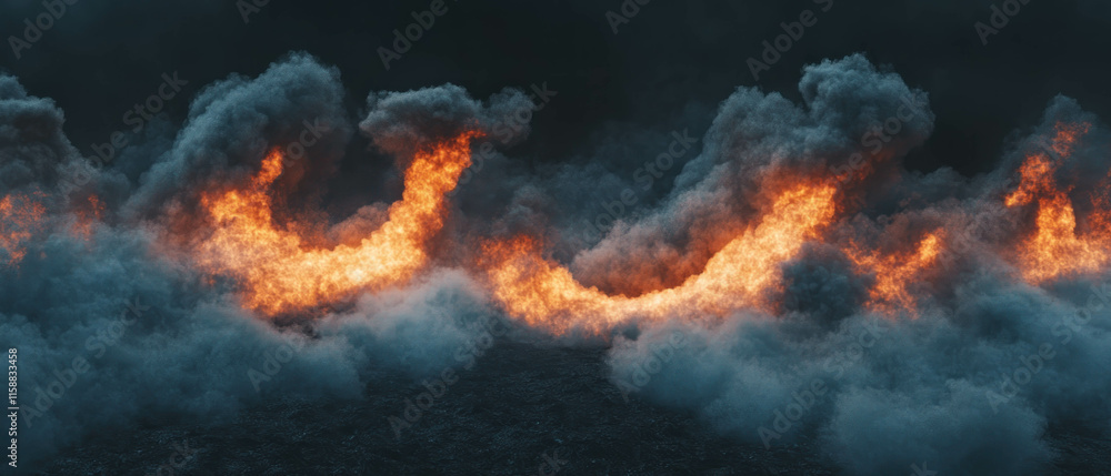 Aufkleber dynamic flames dance against a dark background, creating a fiery texture and movement
