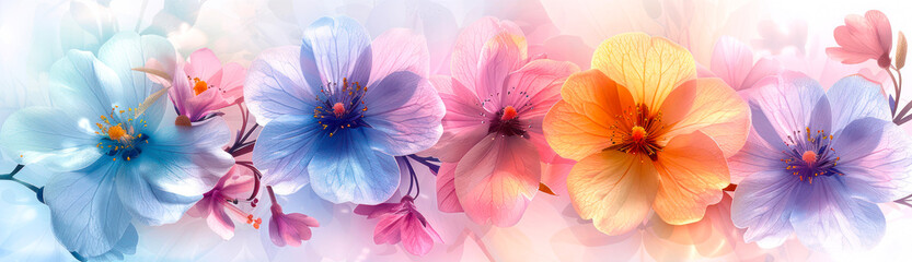 Obraz premium Spring Blooms: A Symphony of Fresh Flowers in Full Bloom