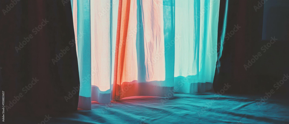 Poster vibrant aurora curtain creating a stunning hyper-realistic backdrop in soft lighting