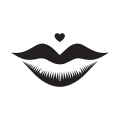  Valentine day Kissing Lips vector silhouette illustration 