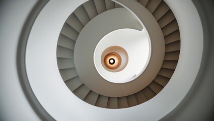 Elegant Modern Spiral Staircase with Circular Light Fixture