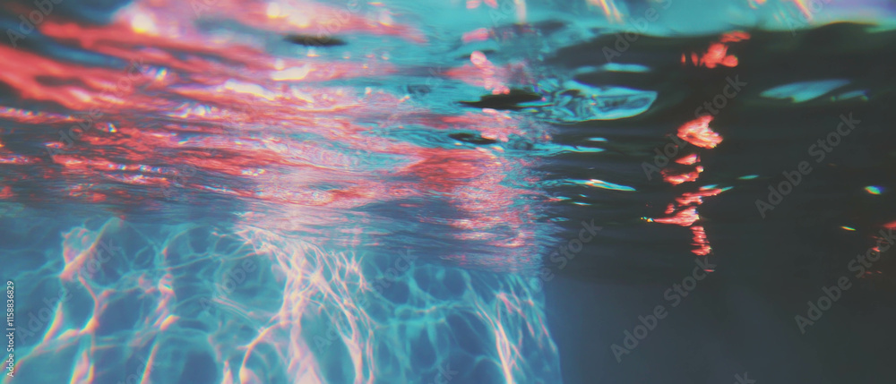 Aufkleber Abstract light reflections create mesmerizing patterns in serene water surface