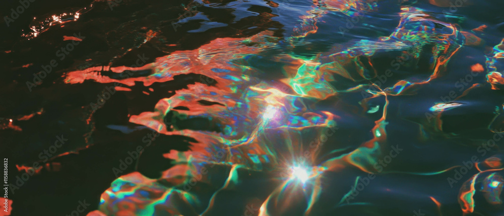Poster Abstract light reflections create mesmerizing textures on water surface