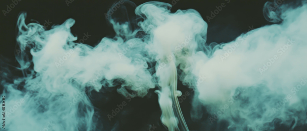 Poster Abstract smoke swirls creating a mystical atmosphere in a dark background