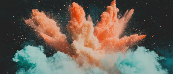 Colorful chalk dust explosion creating a vibrant and artistic overlay texture