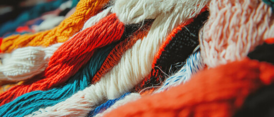 Intricate patterns emerge from colorful thread textures layered together