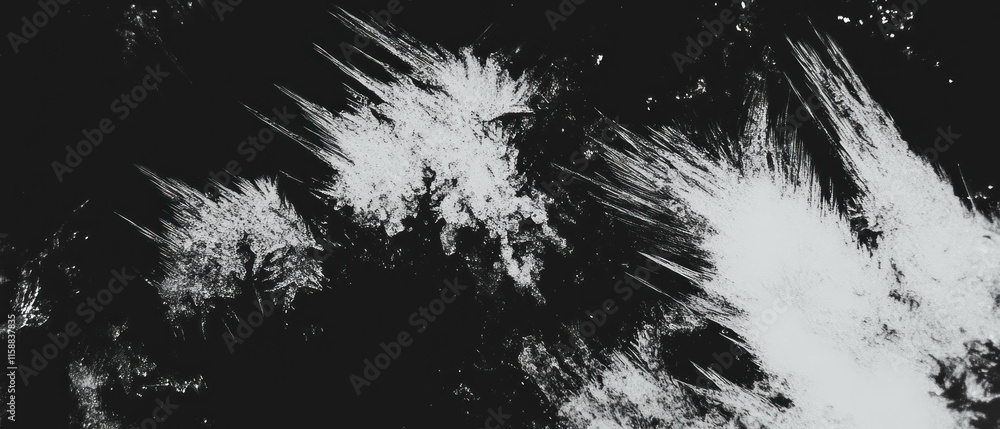 Poster Delicate frost patterns create intricate overlay texture on dark background