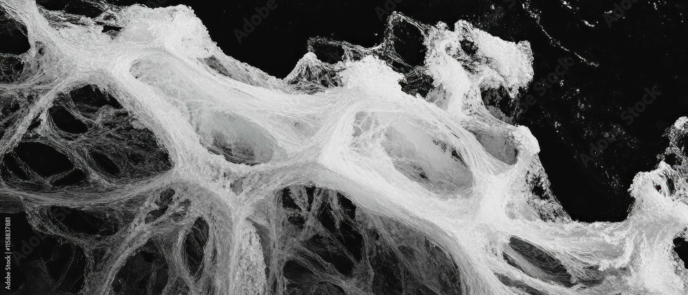 Aufkleber Delicate frost patterns create intricate overlays on a dark background