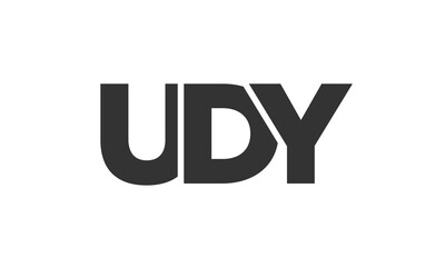 UDY logo design template with strong and modern bold text. Initial based vector logotype featuring simple and minimal typography. Trendy company identity.