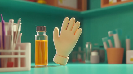 An animated video sequence showing lab gloves and goggles in action during a fun science experiment.