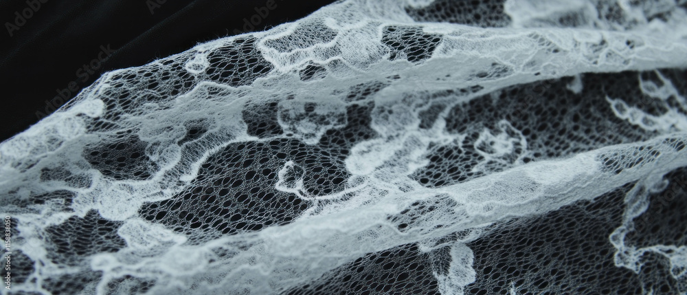 Poster Delicate lace overlay texture showcasing intricate patterns on a dark background