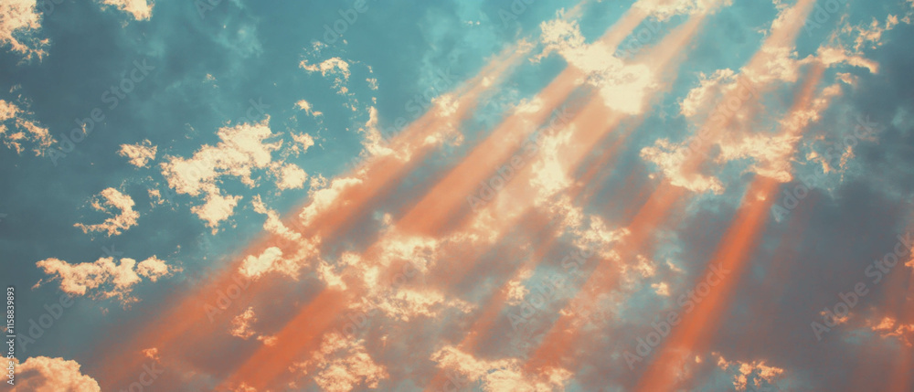 Poster Sun rays overlay creating a warm and dynamic background with colorful textures