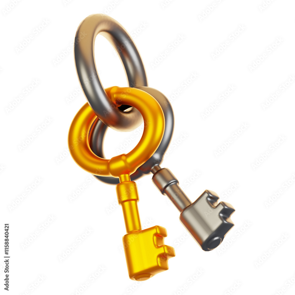 Aufkleber 3d rendering key icon. game asset icon concept