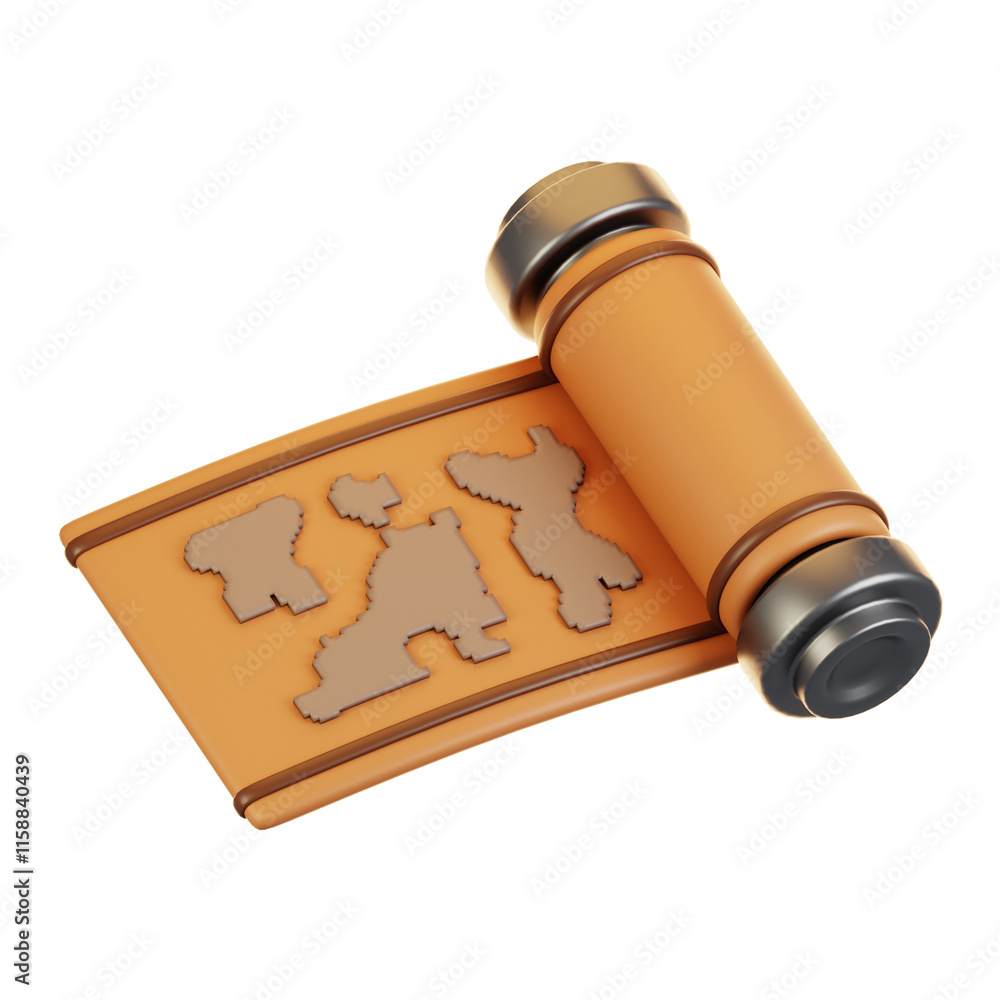 Poster 3d rendering map icon. game asset icon concept