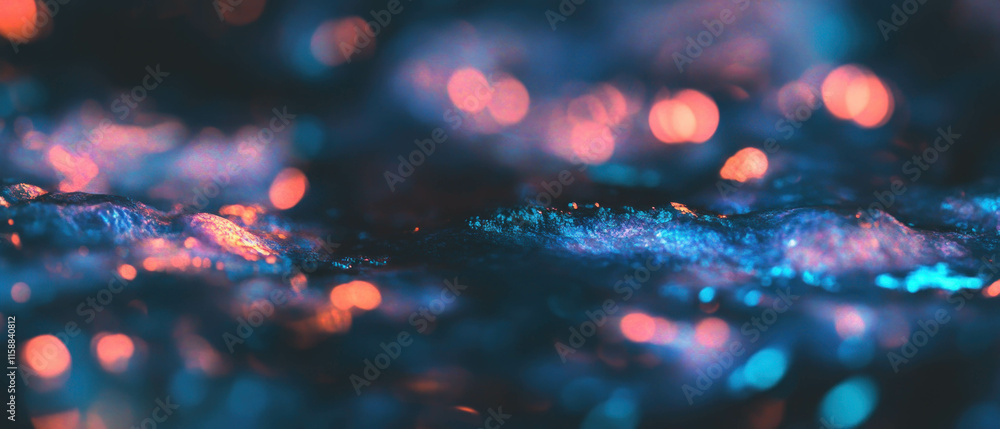 Poster Soft bokeh lights in warm hues create a calming atmosphere for any setting