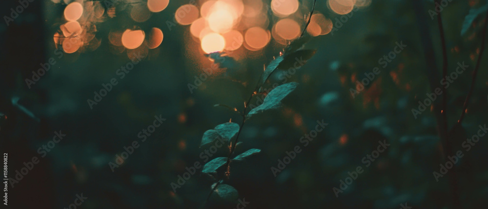 Aufkleber Soft bokeh lights create a warm and inviting atmosphere in a natural setting