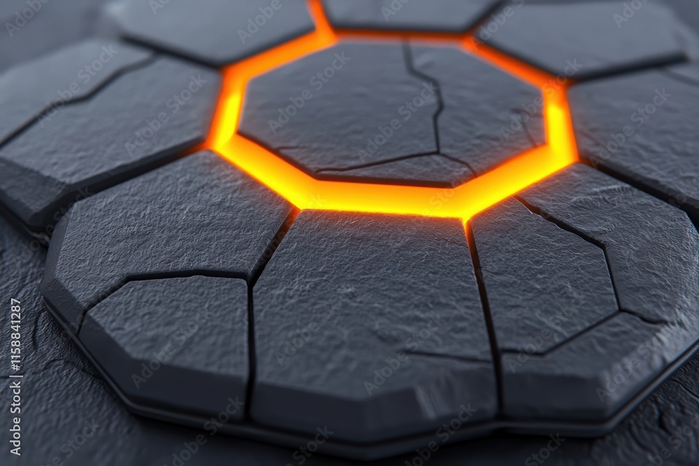 Poster futuristic dark grey hexagonal tech background illuminated core